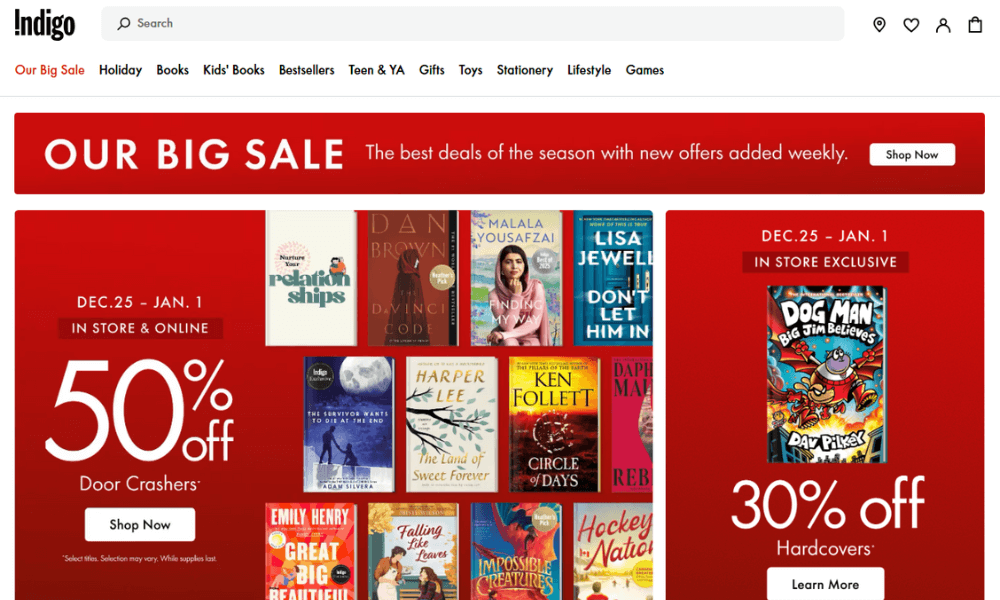 Indigo Boxing Day SALE_Shipgo加拿大代運